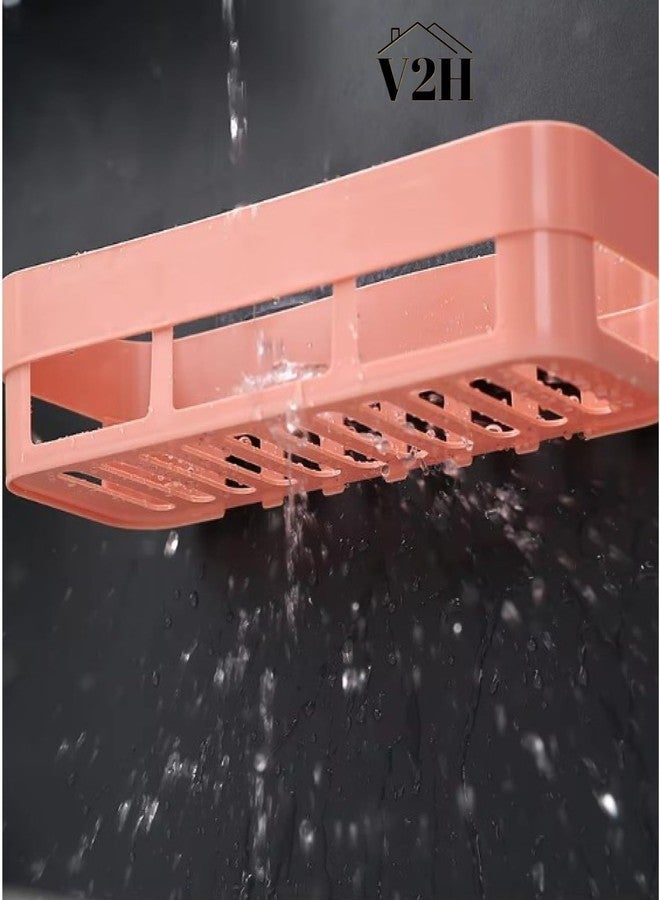 V2H Multipurpose Kitchen Bathroom Shelf Wall Holder Storage Rack Bathroom Rack Storage Box Strong Sticker Shower Rack Shelf(Set of 3) - Image 5